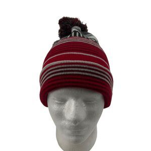 Cirque Beanie Hat Womens One Size Striped Acrylic Steamboat Winter Pom